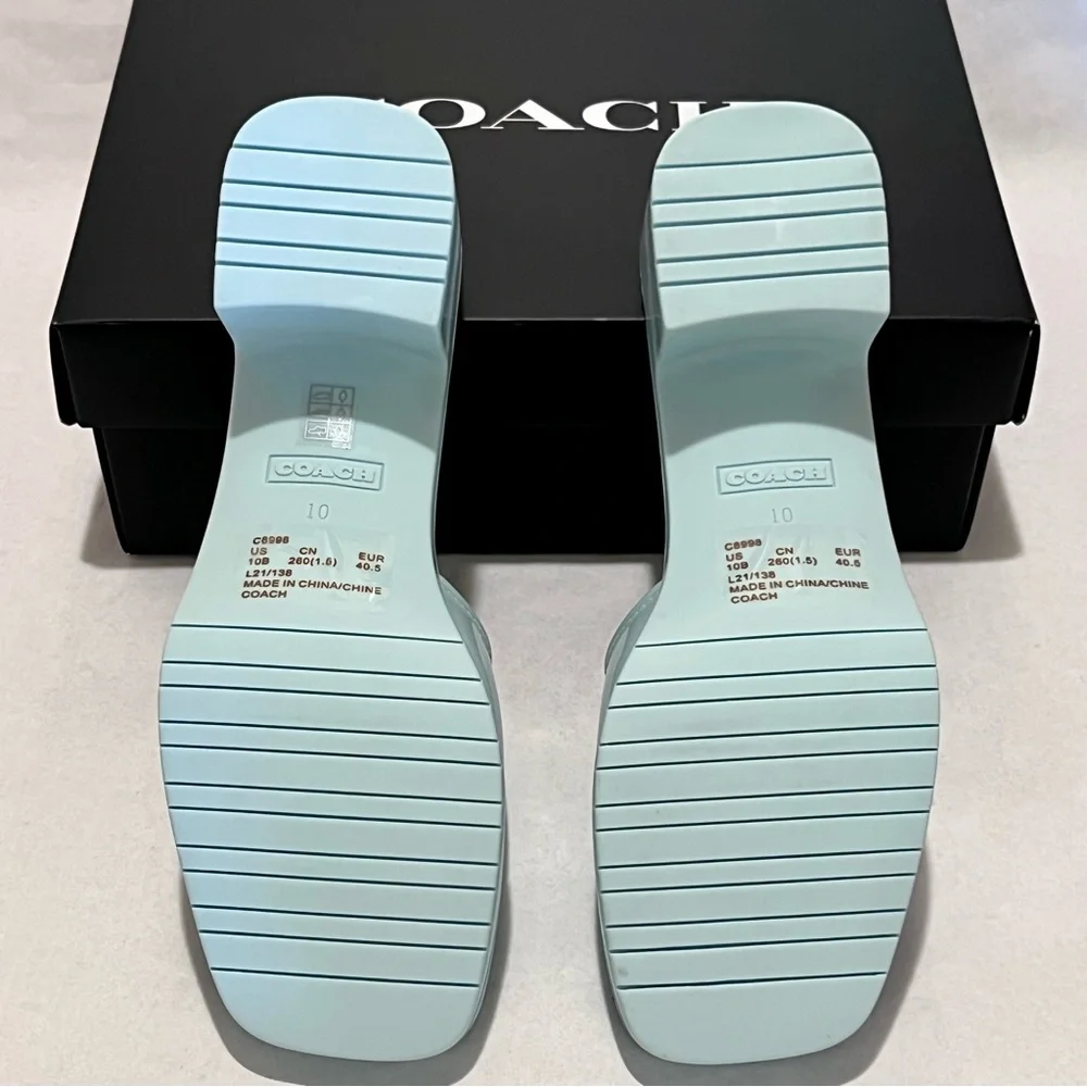 Coach Scarlett Rubber Block Heel Sandals Size 10 Sea Mist (Green/Blue) - Picture 9 of 12